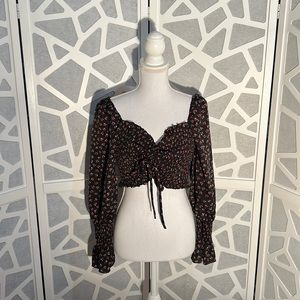 Black and red floral top